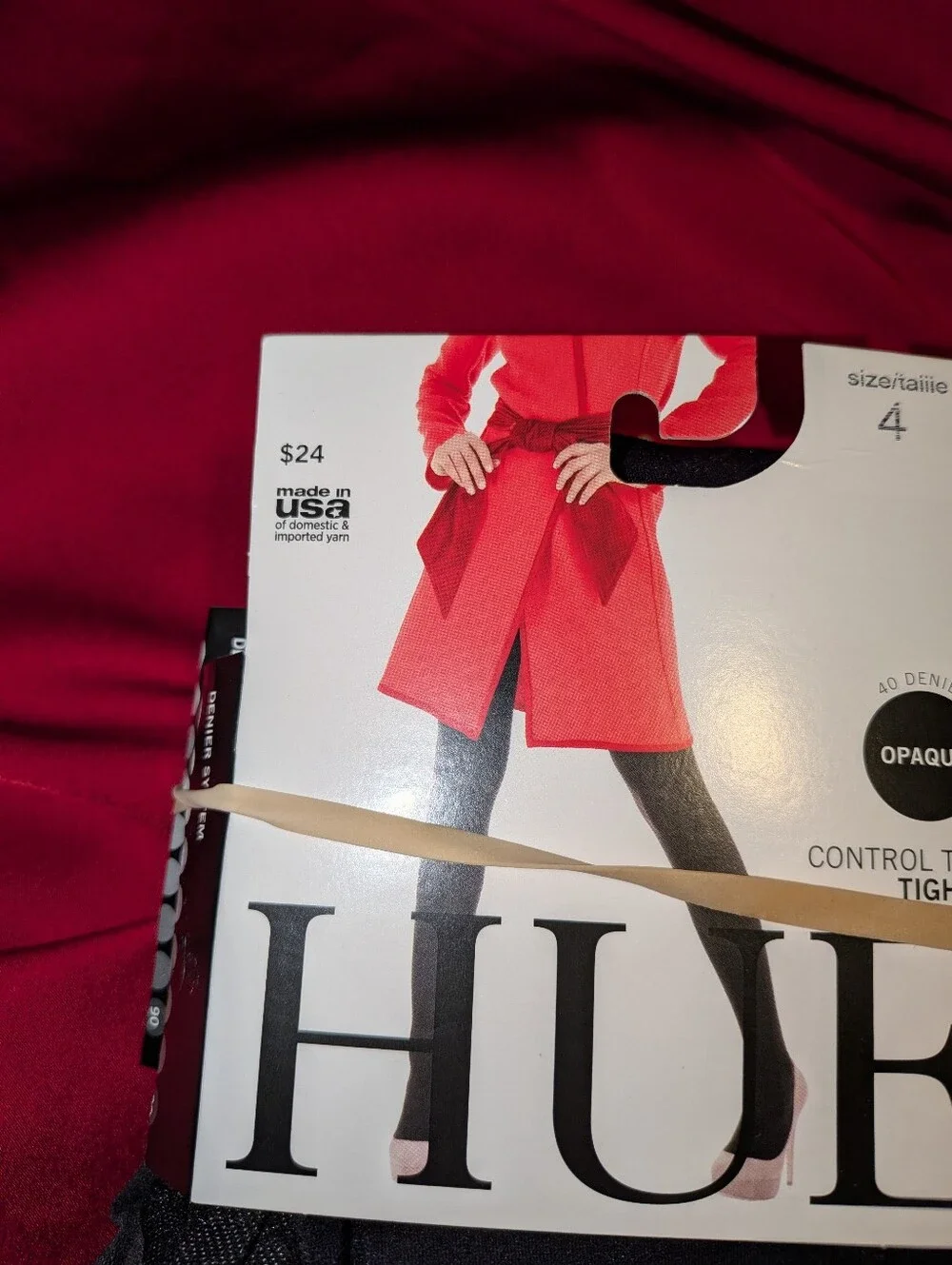 New HUE Black Control Top Tights - Opaque Size 4